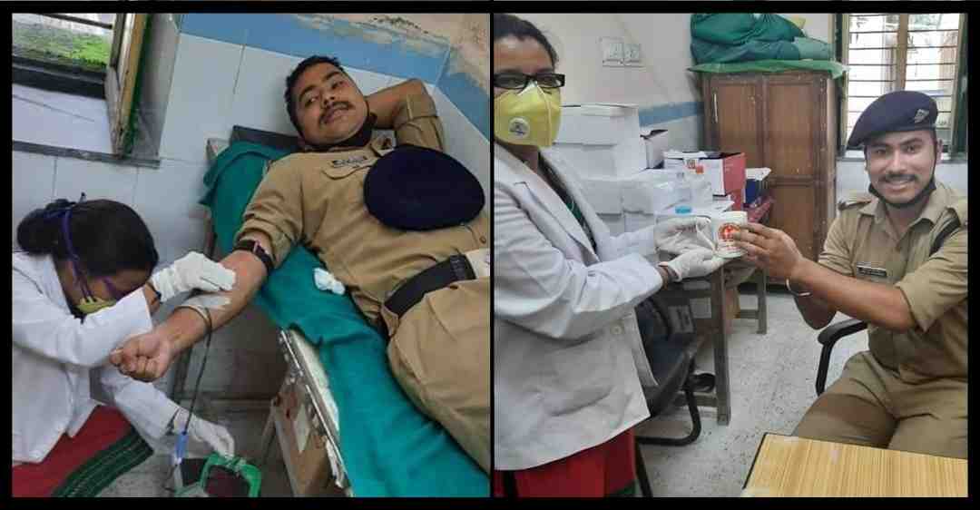 alt="Uttarakhand Police constable Donate blood"