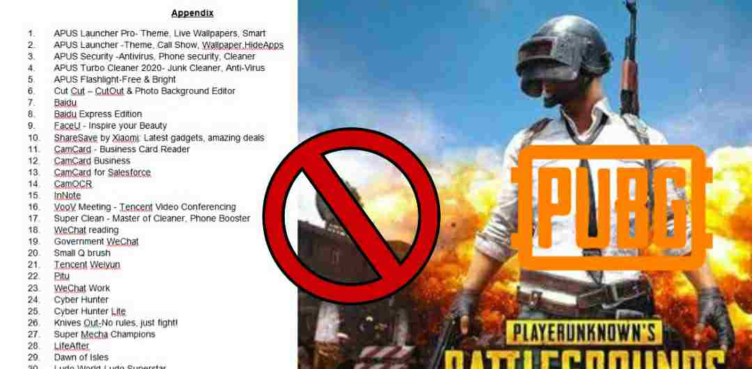 India Ban 118 Chinese Apps including PUBG