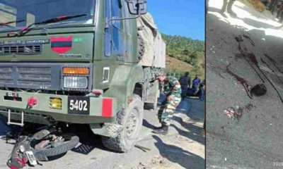 champwat road Accident of bike by military truck, person death on the spot in uttarakhand