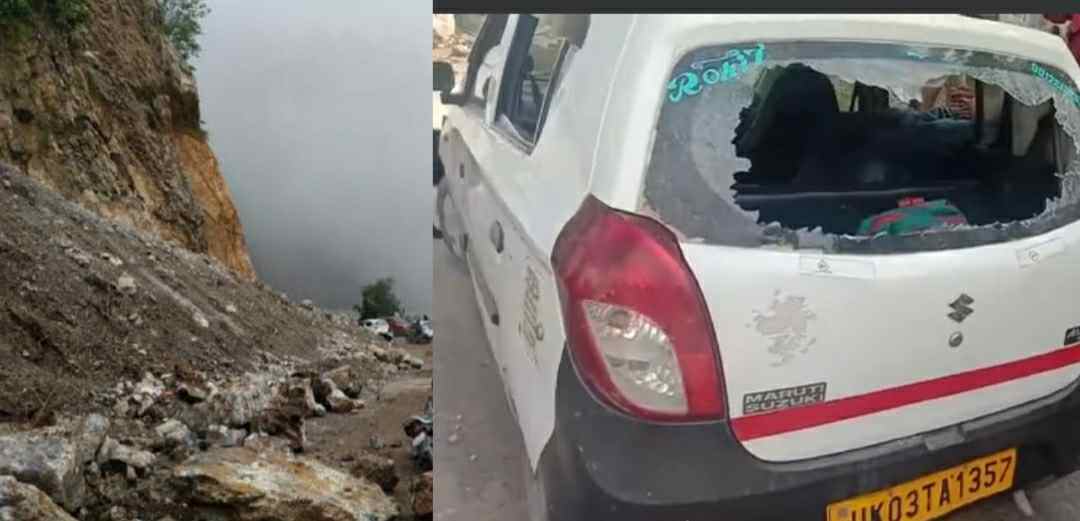 Uttarakhand news: Car damaged young man badly injured due to landslide in Champawat
