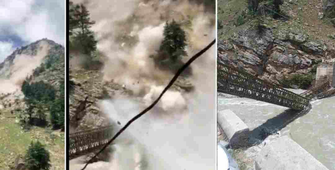 Himachal Pradesh news: a bridge worth crores was broken due to heavy landslide in Kinnaur district, nine tourist died.