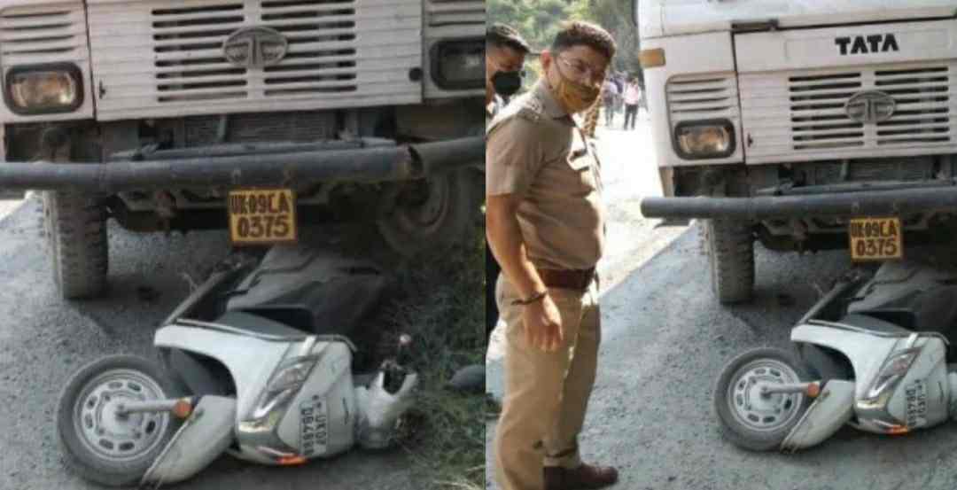 Uttarakhand: road accident in the ghnsali new tehri, water tanker and scooty collide, youth died on the spot