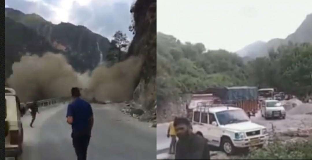 Uttarakhand news: Heavy landslide on Badrinath National highway, hill suddenly filled, highway closed, watch video. Badrinath Highway uttarakhand landslide.
