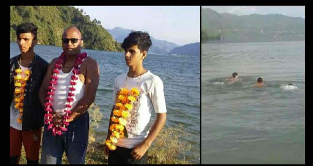 Uttarakhand: Trilok Rawat and his two sons created history in swimming, crossed Tehri Lake. Tehri Garhwal.