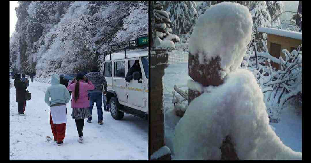 Uttarakhand news: Mountains covered with snow cover, life became disturbed, weather red alert for today as well.
