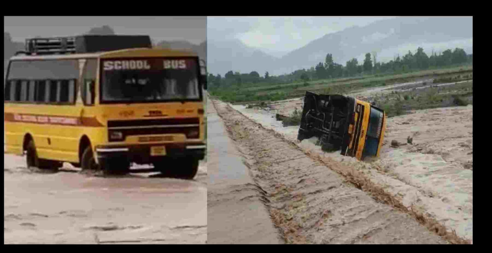 Uttarakhand news: Champawat Children's school bus overflowing drain in tanakpur, watch video. Champawat School Bus.