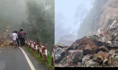 Uttarakhand news: nainital bhawali road was covered in the ditch due to landslide, the road was blocked.