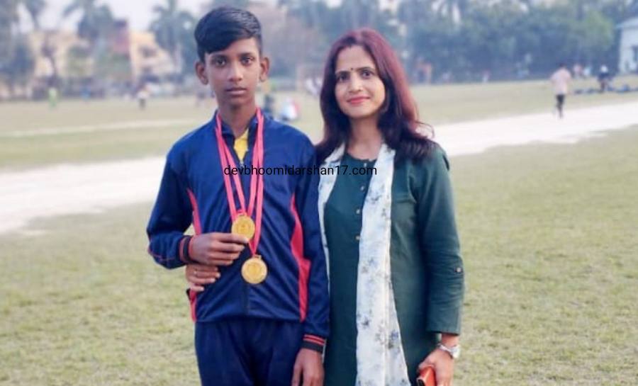 Uttarakhand: Pawan won the gold medal in the race in the district school sports competition kichha us nagar Pawan gold medal devbhoomidarshan
