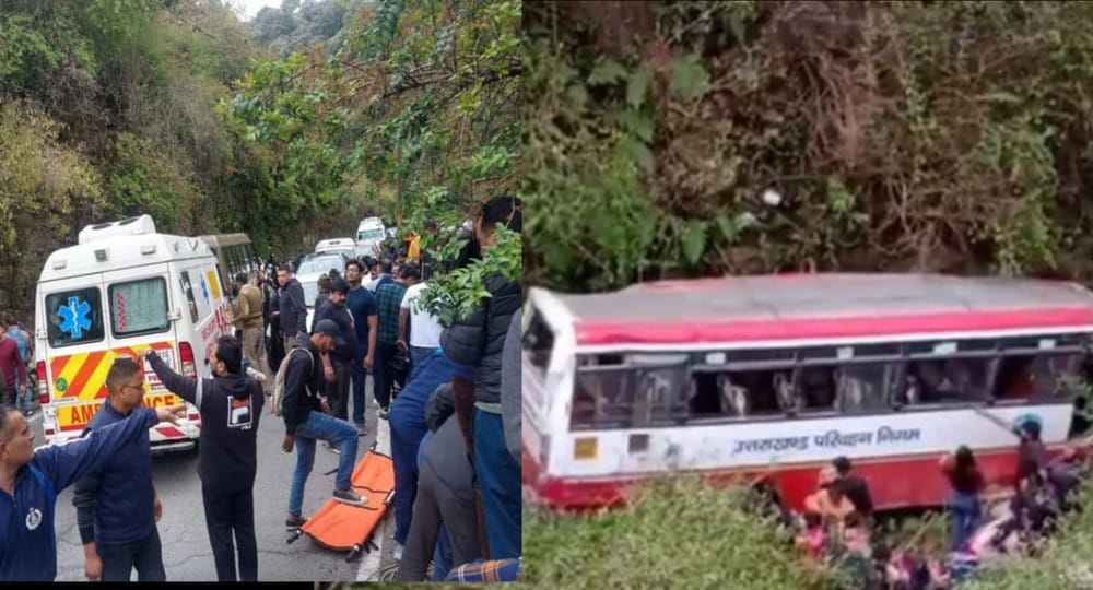 road accident in Uttarakhand: roadways bus accident fell into a deep gorge in Mussoorie, two people died.