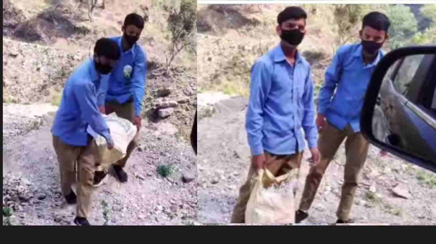 Uttarakhand news: children of govt. school are carrying gravel in Champawat video viral. Champawat news viral video