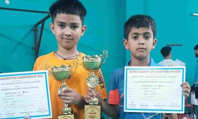 player Pravar verma & Dheeraj Goswami of Nainital won District Badminton Championship.