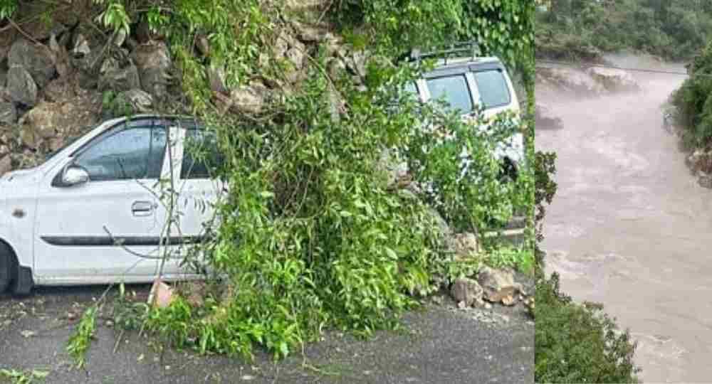 Uttarakhand news:in badrinath highway chamoli car accident man falls down in alaknanda river