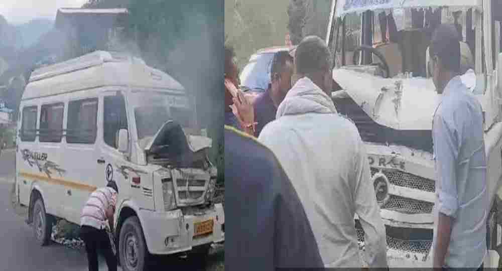 Uttarakhand news:today Major accident on Badrinath Highway, Tempo Traveller suddenly caught fire