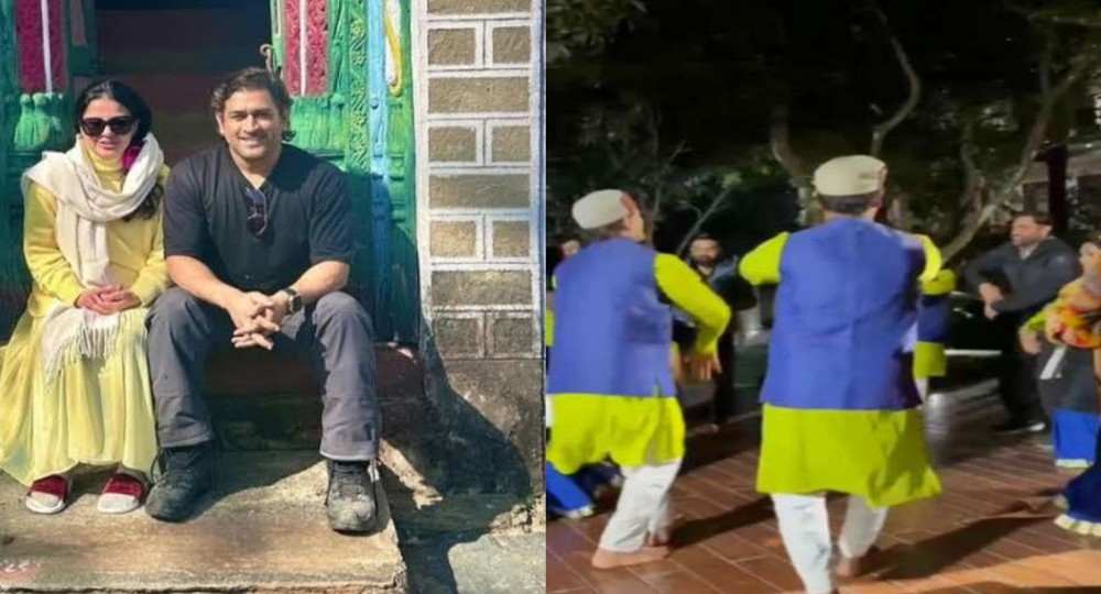 Mahendra dhoni uttarakhand dance video