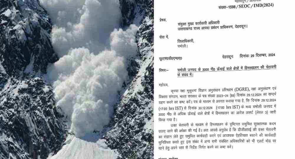 Chamoli snow storm avalanche alert today