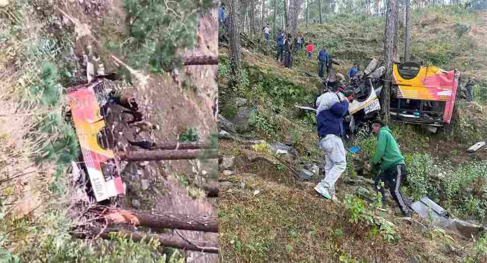Pauri Garhwal GMOU BUS ACCIDENT today news road