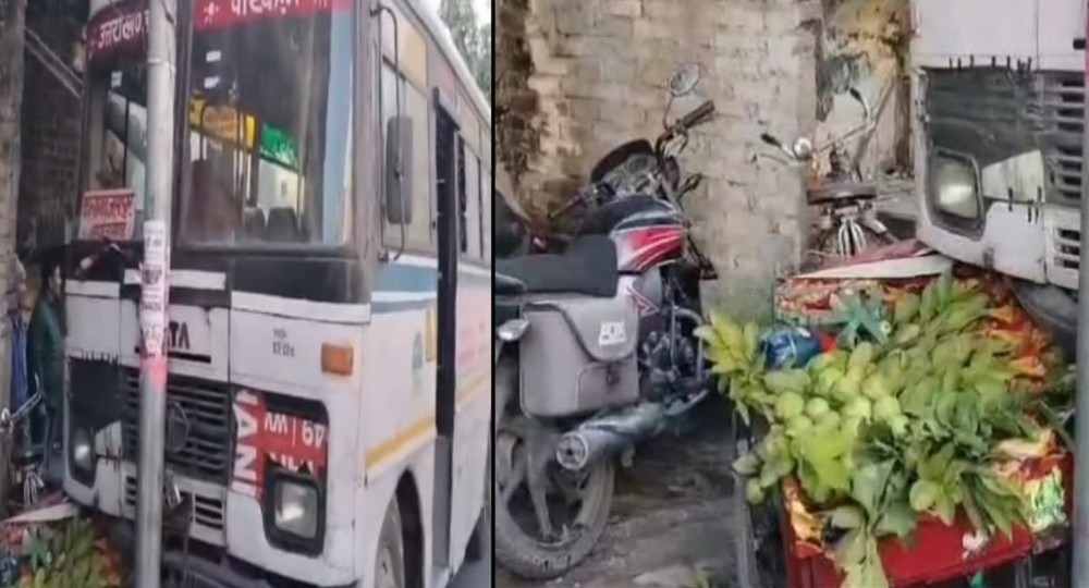 Ramnagar roadways bus break fail accident news today