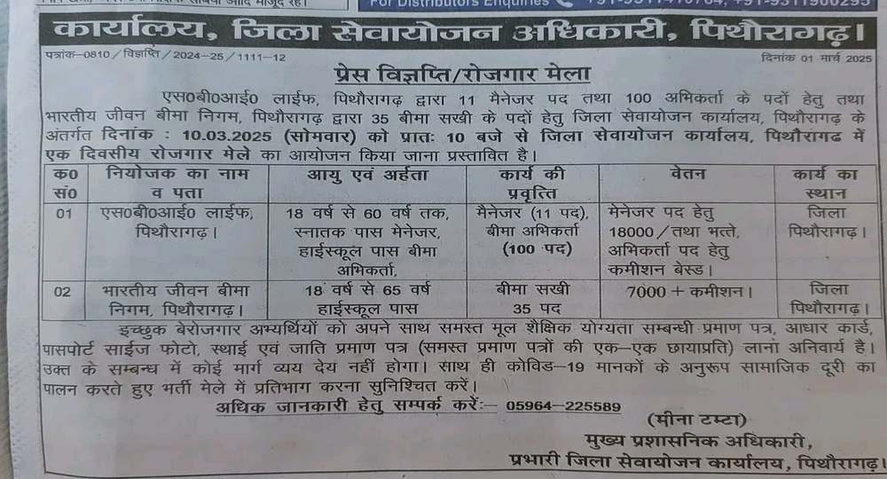 Pithoragarh job fair 2025