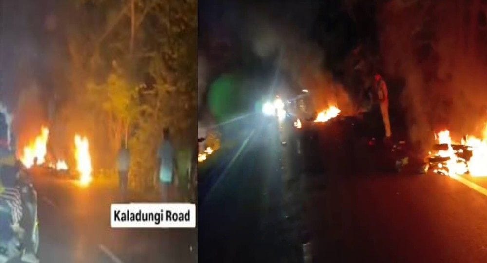 Uttarakhand latest news today: Bikes turned into fire on Kaladhungi Road haldwani accident, 2 youths died.