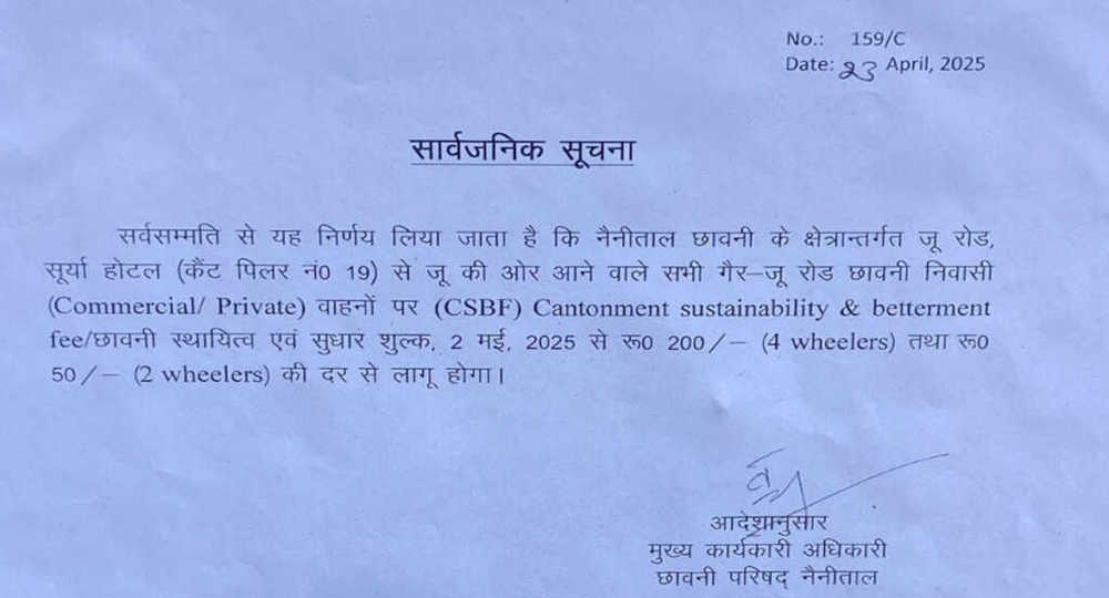 Nainital Entry Fee Update