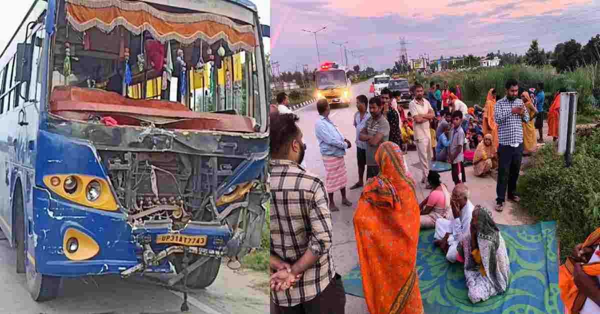 Bus going haridwar to lakhimpur tractor trolley accident jaspur udham Singh Nagar today