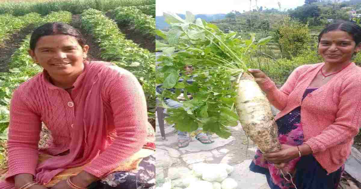 roshama devi of khirashu block Pauri Garhwal got tilu Rauteli award 2025 in farming uttarakhand