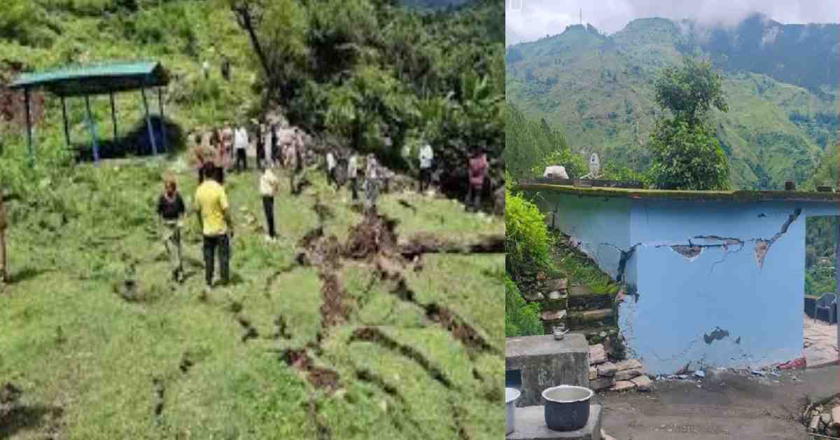 land crack in Nandanagar of chamoli , Srinagar of pauri garhwal and nileshwar mahadev mandir area Bageshwar people left their homes