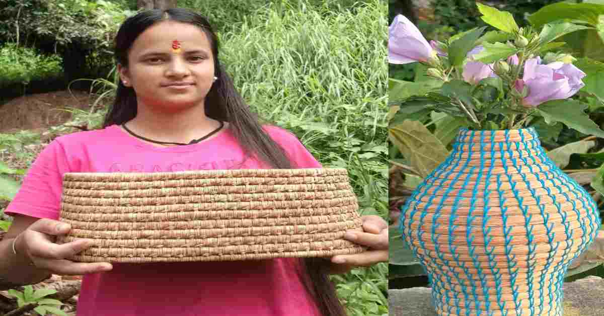 Nikita Bisht of almora self-employment pirul handicraft product uttarakhand news: