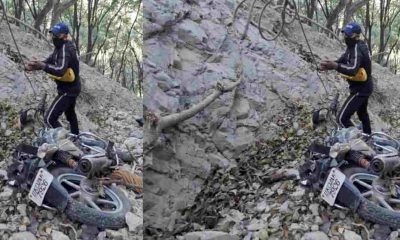 father died son injured bike fell into ditch mussoorie dehradun road Accident Uttarakhand news today