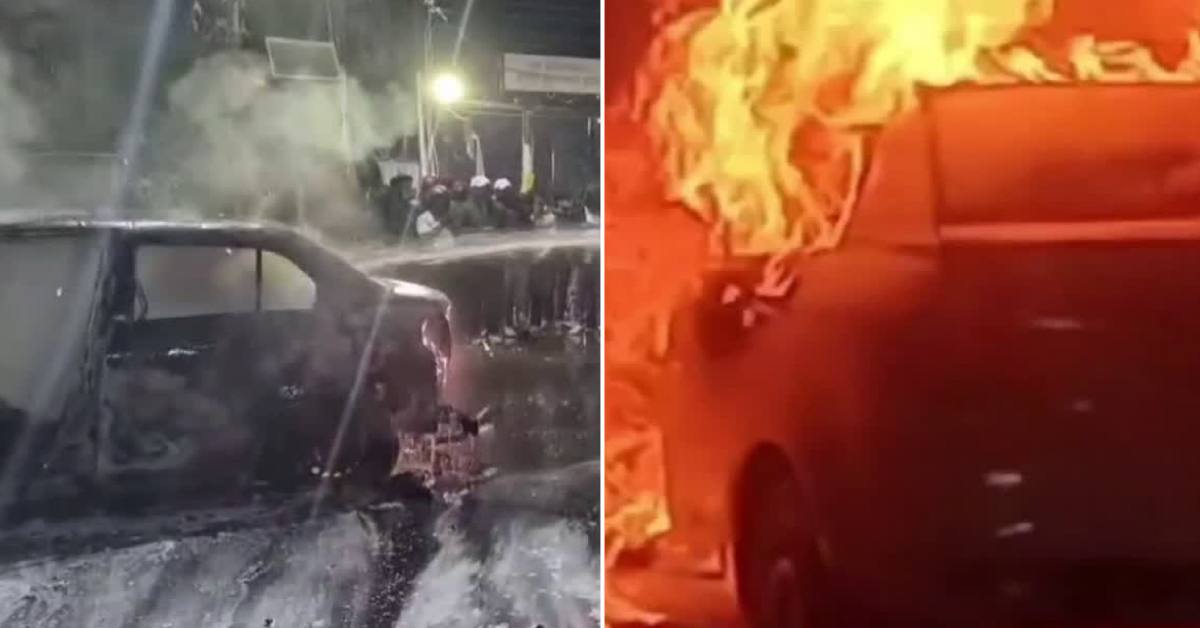 fire on car near petrol pump ISBT niranjanpur mandi dehradun today driver saved himself by jumping uttarakhand latest news live