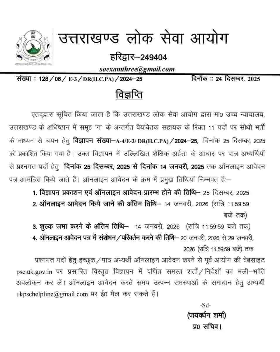 UKPSC Uttarakhand Govt Job 2025: उत्तराखण्ड दो न‌ई भर्ती निकली जल्द करें आवेदन