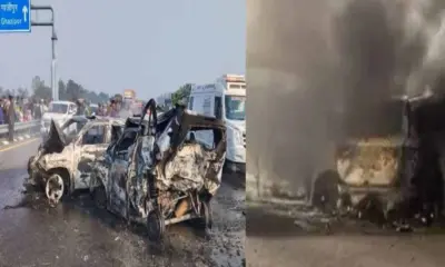 Purvanchal Expressway car fire accident, 5 members of family died barabanki uttar pradesh Breaking News uttarakhand live today