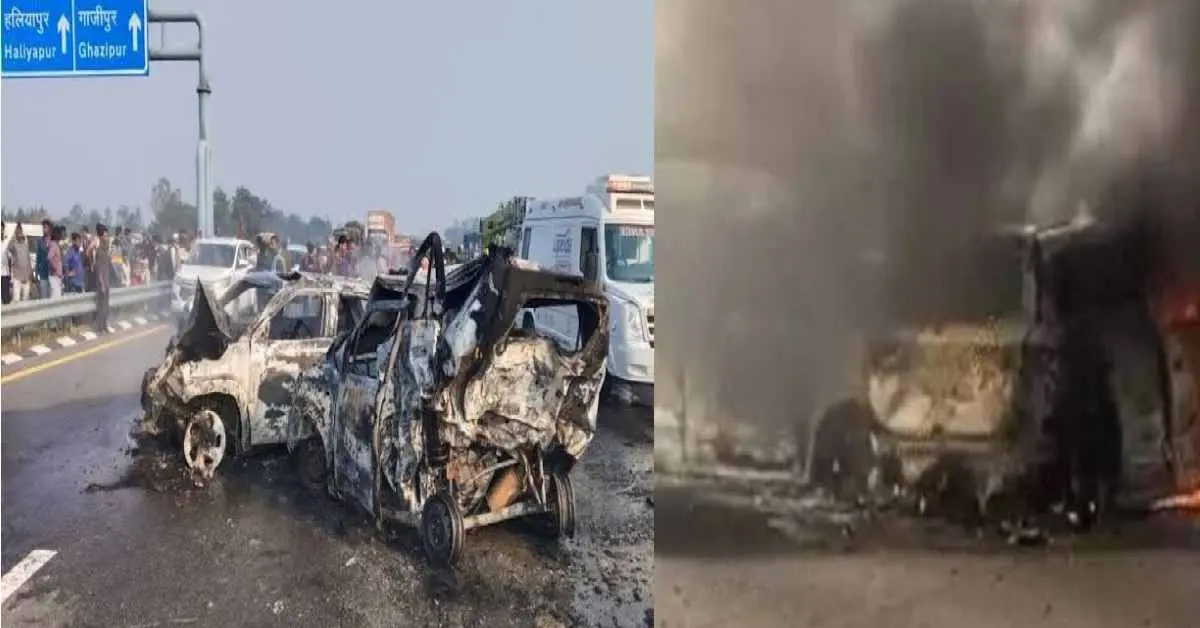 Purvanchal Expressway car fire accident, 5 members of family died barabanki uttar pradesh Breaking News uttarakhand live today