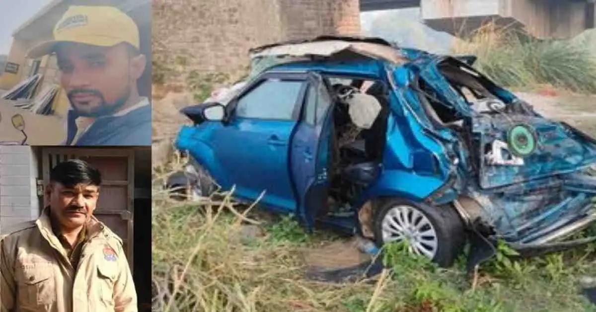 Police car accident baghpat: 2 soldiers martyr died including head constable in Meerut Highway Hindon River uttar pradesh today