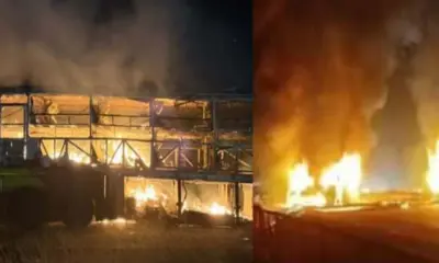 National Breaking 10+ died in bus truck accident karnataka bus fire news