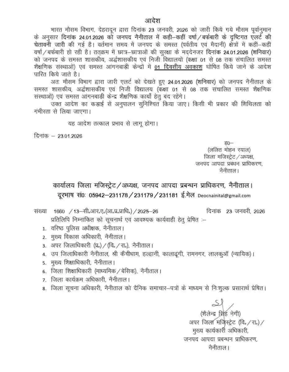 Uttarakhand school holiday snowfall: बारिश बर्फबारी के चलते 12 जिलों में शनिवार को स्कूल बंद