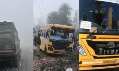 haridwar school bus accident today: due to dumper buses fell into farm uttarakhand breaking news: