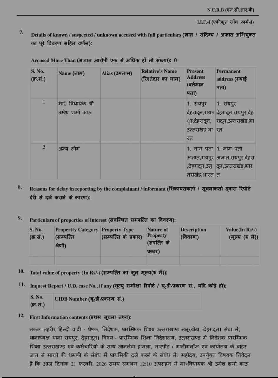 Dehradun breaking news today: देहरादून शिक्षा निदेशक मारपीट मामले में विधायक पर मुकदमा दर्ज 25 Dehradun breaking news today: देहरादून शिक्षा निदेशक मारपीट मामले में विधायक पर मुकदमा दर्ज
