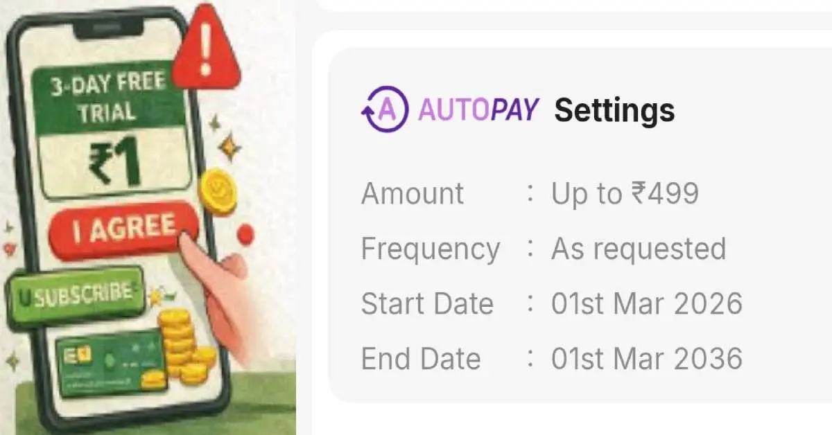 Free trial auto pay: Free trial subscription for ₹1-2 and auto pay every month is cheating you cyber fraud alert