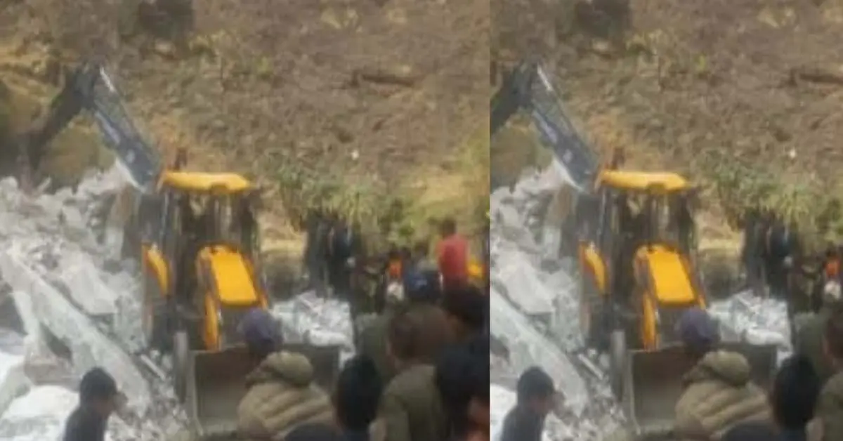 Pithoragarh landslide news today: Rock collapses Dharchula kailash route, driver Manish chuphal trapped under debris.
