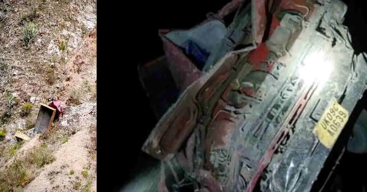 Tehri Road Accident today: Dumper Falls into Gorge Near Kyari Village lambgaon, Two Dead After Brake Failure
