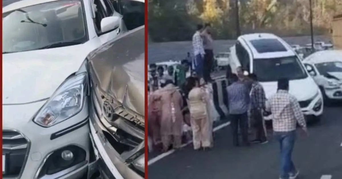 Delhi dehradun expressway news: delhi dehradun expressway car accident economic corridor 5 vehicles today.