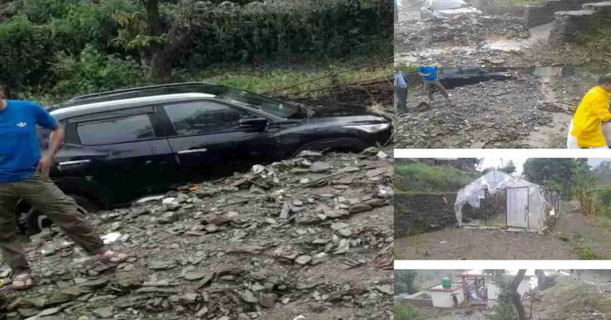 Champawat cloud burst today: Cloud burst in Bisradi village barakot, 3 vehicles buried, uttarakhand rain alert.