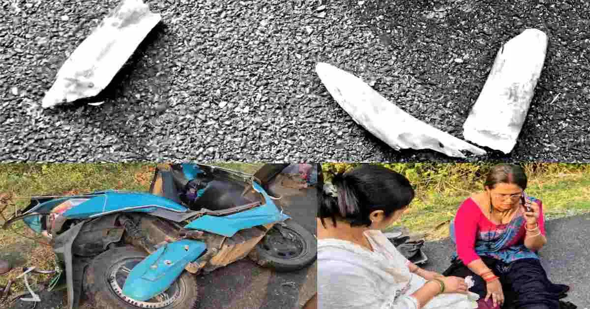 Uttarakhand khatima scooty accident today: elephant teeth broken teacher nikita kapri Tanakpur road