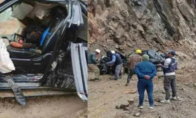 Pithoragarh Bolero accident today: heavy landslide boulder fell into bolero on Dharchula road breaking news.