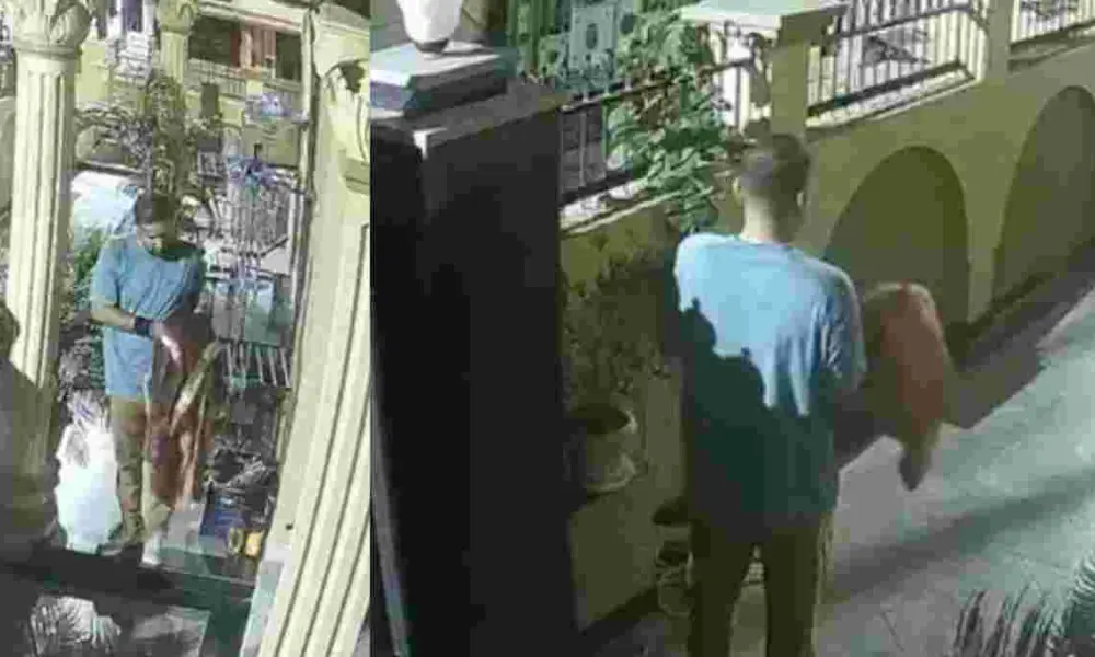 Haldwani: Middle-Aged Man Scales 8-Foot Wall, Steals Women’s Clothes From Courtyard; Incident Caught on CCTV