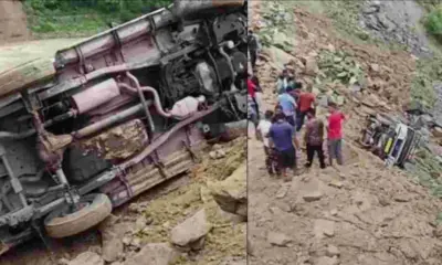 Rudraprayag breaking News Today Augustmuni timli ganganagar road Vehicle Escapes Plunging into Mandakini River