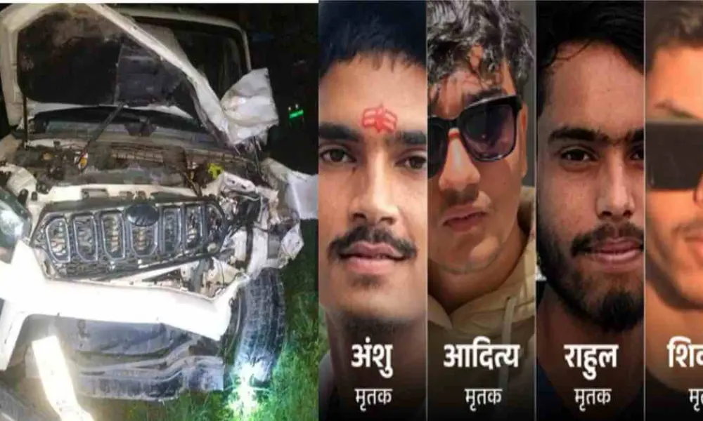 Haldwani car scooty accident: 4 friends died in tinpani gaulapar road Scorpio accident today