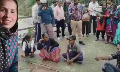 Chamoli News Hindi Tharali Husband Stages Protest with Two Children After Pregnant Wife's Ambulance Death