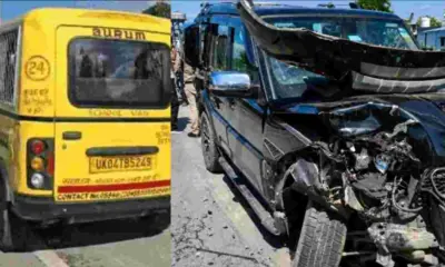 Haldwani School Van Accident: Nine Children Involved, One Hospitalized with Head Injury in Gaulapar area